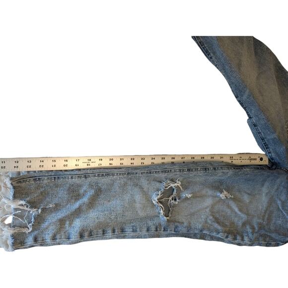 Aeropostale Curvy Mom Jeans Factory Distressed Blue Women Size 000 Ripped - Picture 4 of 8